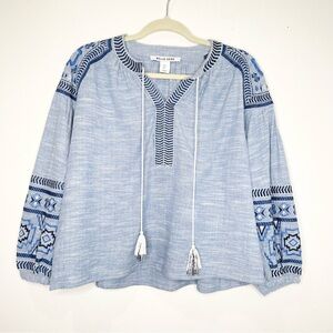 Belle Vere Embroidered Top Blue Size S